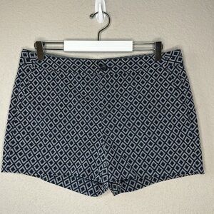 Banana Republic Factory Hampton Fit Geometric Print Navy and White Shorts Size 8